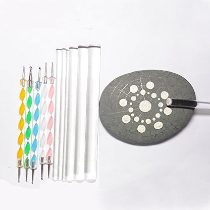 Mandala Rock Painting Pen Dot Dotting Tools Stencil Brush Set 12 PCS Flat Head 4mm 5mm 6mm 8mm 10mm 12mm 14mm Diameter 5 Stylus (set1)