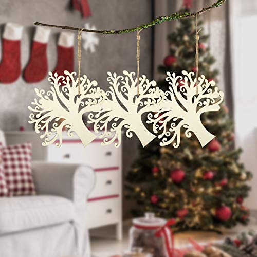 20 Pcs 5 Inches Family Tree Wood Cutout Blank Wooden Tree Shape for Crafts for Family Tree Weddings Christmas Ornaments and DIY Crafts Decoration Homakover