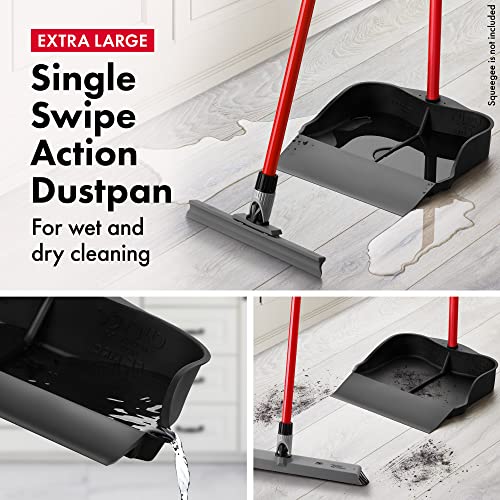 Tyroler Multi-Purpose Extra Large 100% Rubber Dustpan for Dry & Wet Floor Cleaning Indoor and Outdoor | New 105cm Long Aluminum Anti-Rust Handle | Tyroler Bright Tools