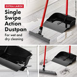 Tyroler Multi-Purpose Extra Large 100% Rubber Dustpan for Dry & Wet Floor Cleaning Indoor and Outdoor | New 105cm Long Aluminum Anti-Rust Handle | Tyroler Bright Tools