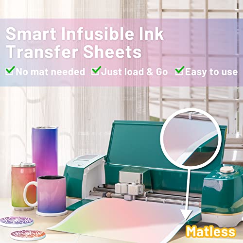 KASYU Smart Matless Infusible Ink Transfer Sheets -12 Sheets 12" x 11.8" Gradient Color Sublimation Transfer Paper for Cricut Mug Press, Silhouette KASYU