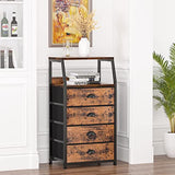 Furnulem Tall 4 Drawers Dresser, Vertical Storage Tower Fabric Dresser for Bedroom, Hallway, Entryway, Nursery, Closet Organizer, Nightstand Bedside Furnulem