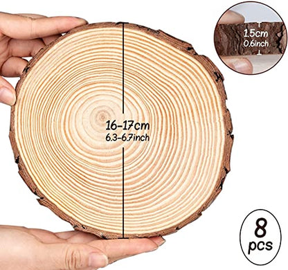 8Pack 6"-7" Round Rustic Woods Slices Unfinished Wood Great for Weddings Centerpieces Craft - WoodArtSupply