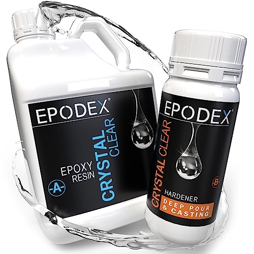 EPODEX® Deep Pour & Casting Epoxy Resin Kit Crystal-Clear & Colored, Solvent-& Bubble-Free, UV-Stabilized, Low Odor, Up To 12 Inch, River Table, Deep