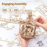 ROKR 3D Wooden Puzzles Music Box - DIY Model Building Kit Mechanical Merry-go-Round Exquisite Display Gifts for Teens Man/Woman Family ROKR