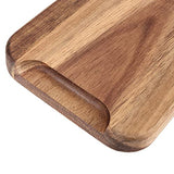 FUNSUEI 11.8 x 5.1 Inches Set of 6 Wooden Serving Platters, Acacia Wooden Serving Trays with Grooved Handle Design, Rectangular Wooden Platters for FUNSUEI