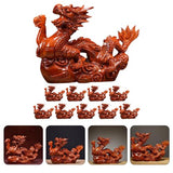 EXCEART 1pcs Wooden Chinese Fengshui Dragon Figurine Statue 10cm Mini 2024 Year of The Dragon Gift Chinese Zodiac Dragon Figurines Wood Hand Carved EXCEART