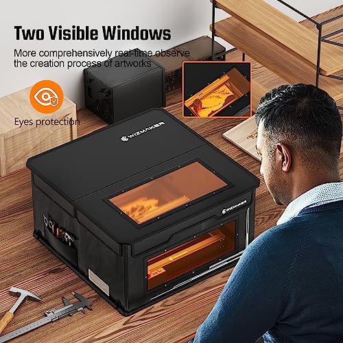 WIZMAKER Laser Engraver Enclosure, 760 x 740 x 420mm Extra Large Size Foldable Laser Cutter Protective Cover with Fan and Pipe, Smoke-Proof, Eye