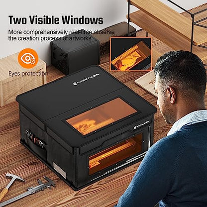 WIZMAKER Laser Engraver Enclosure, 760 x 740 x 420mm Extra Large Size Foldable Laser Cutter Protective Cover with Fan and Pipe, Smoke-Proof, Eye