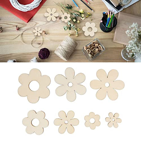 Unfinished Wood, 300 Pieces Unfinished Wood Crafts, Plum Unfinished Wooden Cutouts, Wooden Paint Crafts, Handcraft Grinding Flowers Chip for DIY HERCHR