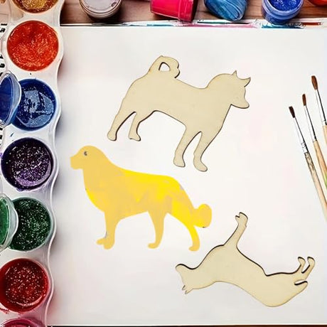 30 Pack Dog Wood Cutouts for Crafts Unfinished Wooden Dog Puppy Paint Crafts Wooden Animal Hanging Ornaments DIY Dog Craft Puppy Gift Tags for Home Xonzmmk