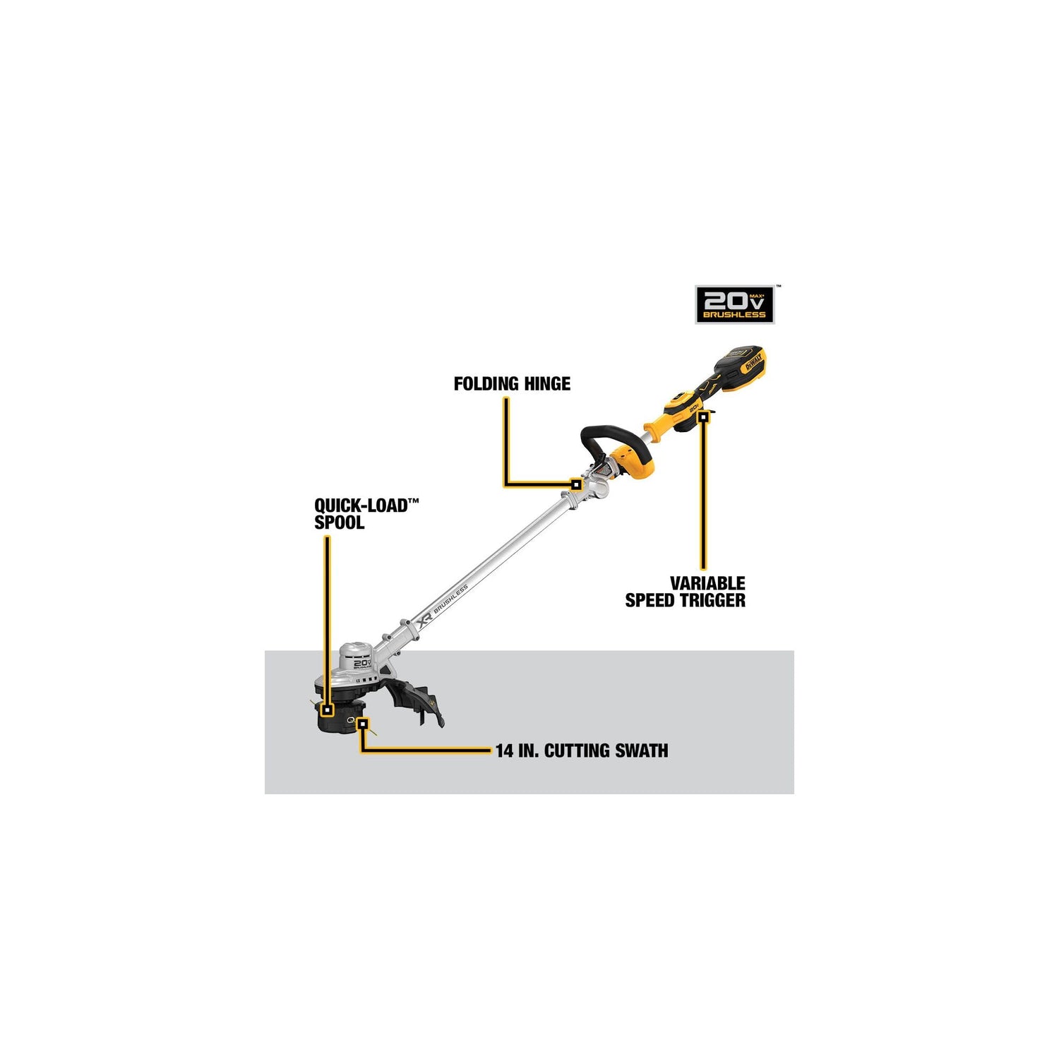 DEWALT 20V MAX* String Trimmer, Battery Powered, 14-Inch, Tool Only (DCST922B) DEWALT