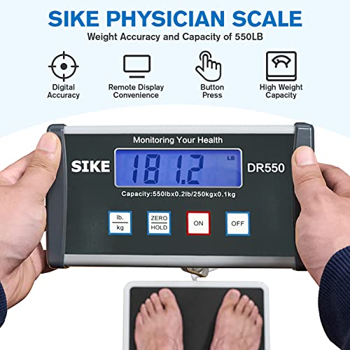 SIKE Medical Digital Floor Scale, Portable - Easy to Read Digital Display - Heavy Duty - Home, Hospital & Physician Use - Pound & Kilogram Settings - SIKE