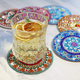 Temlum 6 Pcs Diamond Painting Coasters with Holder, Mandala Diamond Art Coasters Kits for Beginners, Adults, Kids Small Diamond Painting Kit Art Temlum