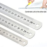 Elisel 3 PCS Stainless Steel Ruler Set with Inch and Metric Graduation, 12 Inch, 8 Inch and 6 Inch(Silvery) Elisel