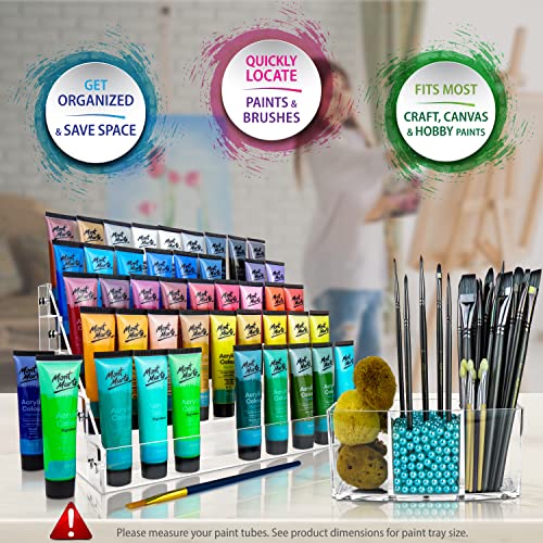 JKB Concepts Acrylic Paint Organizer Set. Stunning Diamond-Polish Finish. 2oz Bottles, Miniatures & More Perfectly Fit in Paint Holder. Space-Saving - WoodArtSupply