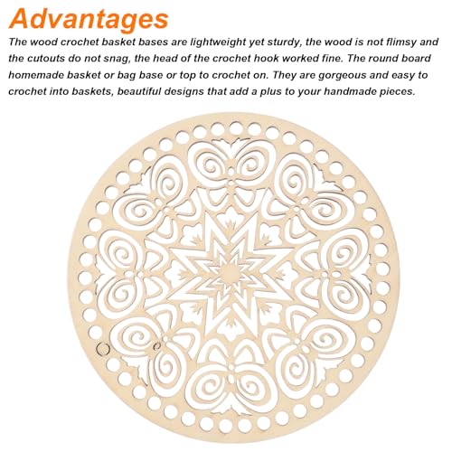 MECCANIXITY Crochet Basket Bases, 5.5"(14cm) Wooden DIY Round Crochet Bag Bottom, Wooden Basket Bottoms for Basket Crochet, Bag Weaving Knitting MECCANIXITY