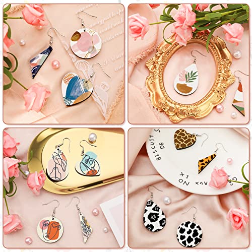 Whaline 40Pcs Sublimation Blank Earrings Round Heart Teardrop Irregular Square MDF Board White Earrings Heat Transfer Earrings Unfinished Wood - WoodArtSupply