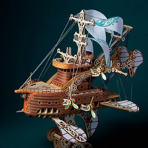GuDoQi 3D Wooden Puzzles for Adults, DIY Fantasy Spaceship Model Kit, Educational Brain Teaser for Adults to Build, DIY Assembly Toy, Woodcraft Kit, GuDoQi