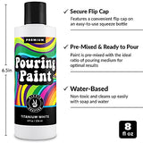 White Pouring Paint Acrylic Pouring for Pour Art and Flow Painting 8oz 236 ml Bottle Titanium White HIPPIE CRAFTER