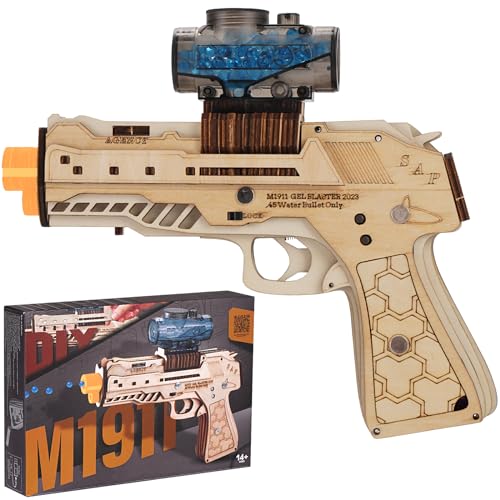 Maysida Electric DIY 3D Wooden Gun Pistol Model Kit - Rechargeable M1911 Puzzle for Ages 12 and Up - WoodArtSupply