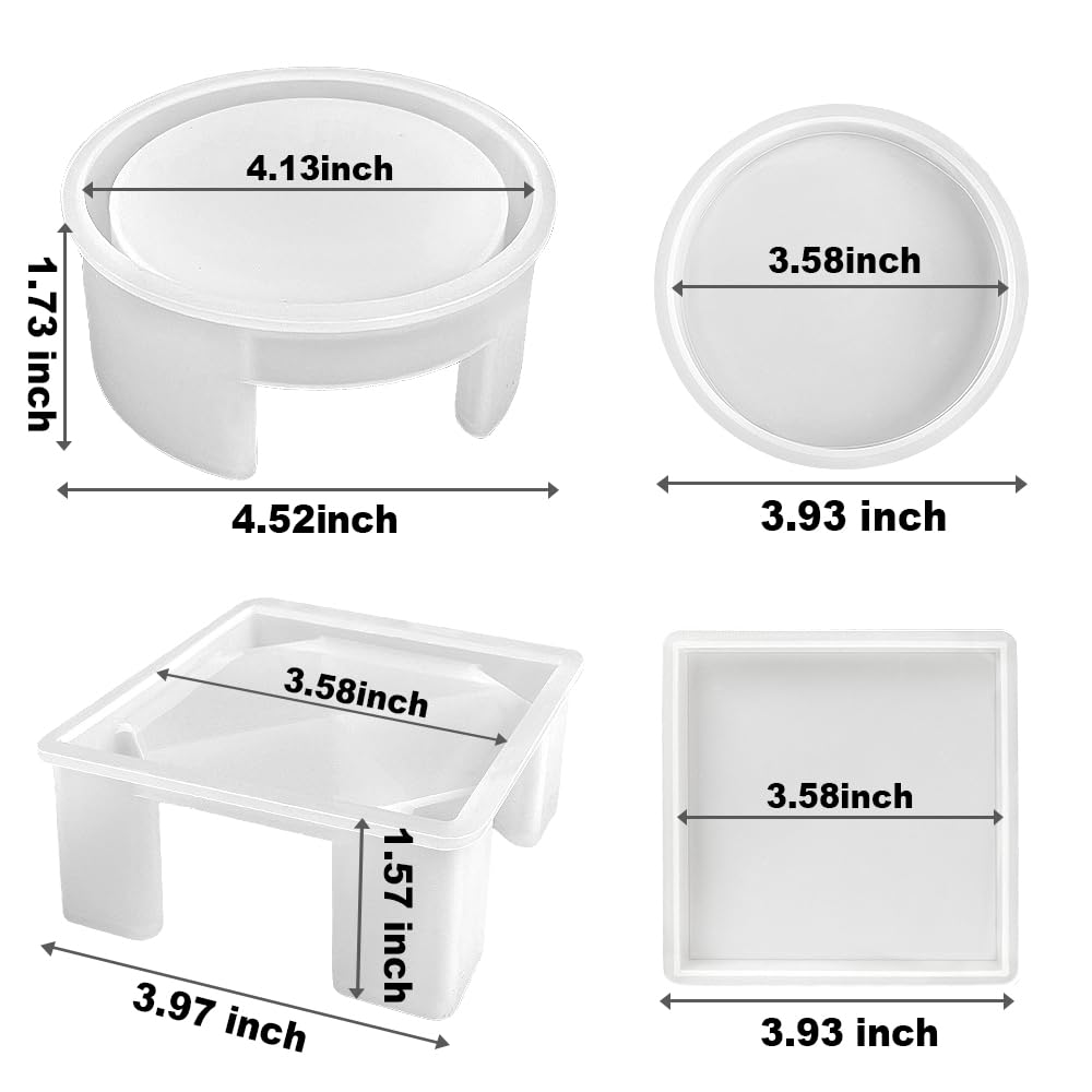 RESINWORLD Large Tray Mold with Handles + Upgrade 10 pcs Silicone Coaster Molds Kit Storage Box Mold for Resin Casting