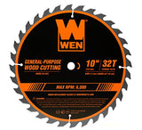 WEN BL1032-2 10-Inch 32-Tooth and 60-Tooth Carbide-Tipped Professional Woodworking Saw Blade Set, Two Pack WEN