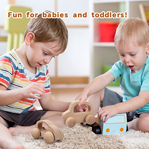 TOY Life Wooden Toys Cars, Montessori Toys for Babies 0-6-12 Months, Baby Rattle Toy Cars for Toddlers 1-3, Wooden Baby Toys for 1 + Year Old, Baby