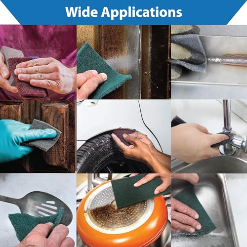 TJR® Scuff Pads 10-Pack – Non-Woven Fleece Buffing Pads for Automotive, Autobody – Multipurpose 6 x 9 Inch Scouring Pad – Tear Resistant Wet and Dry TJR