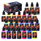 ARTME 24 Colors Airbrush Paint Set Include Metallic and Neon Colors, Opaque & Water Based Acrylic Paint, Leather & Shoe Airbrush Paint Kit for Artme
