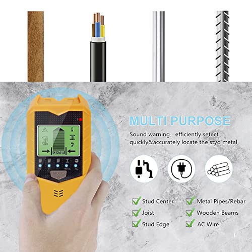 5 in 1 Stud Finder Sensor, SH402 Stud Finder Wall Scanner Detector Portable Electronic Detector with LED Display and Audio Alarm Handheld Stud HOTBEST
