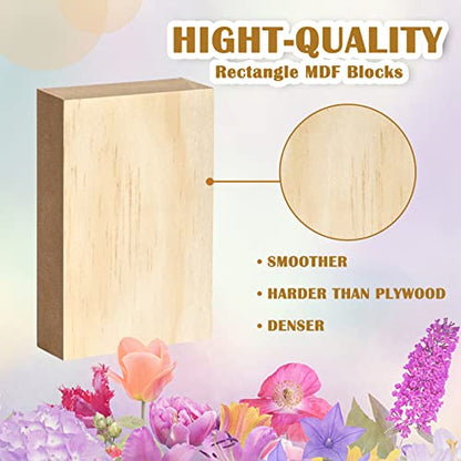 16 Pack Unfinished Wood Blocks for Crafts, 5 X 3 X 1 Inch MDF Wood Board Wooden Rectangle Blocks Craft Panels for Art and Crafts, Engraving,