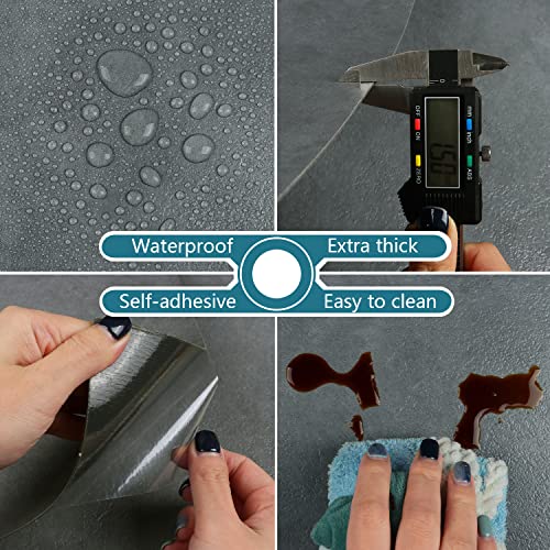 VEELIKE 12''x24'' Peel and Stick Floor Tile Waterproof Grey Floor Tile Stickers 24-Pack Concrete Look Peel and Stick Flooring Tiles for Kitchen VEELIKE