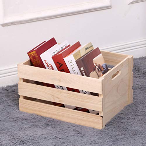 Healifty Wood Box Wood Box Wood Crates Unfinished Wooden Stash Box Organizer Vintage Open Storage Box Window Display Basket Sundries Container for