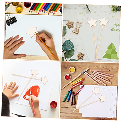 Yardwe 6Pcs Wand Unfinished Wooden Wands DIY Princess Wand kit Girls Costume Accessories Fairy Wood Wands Princess Party Decorations Fairy Sticks Yardwe
