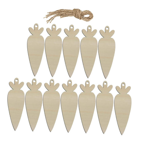 VOSAREA 12pcs Carrot Pendant Wood Easter Cutouts Carrot Shaped Hanging Ornaments Carrot Craft Cutout Blank Carrot Cutout Easter Wood Slices VOSAREA