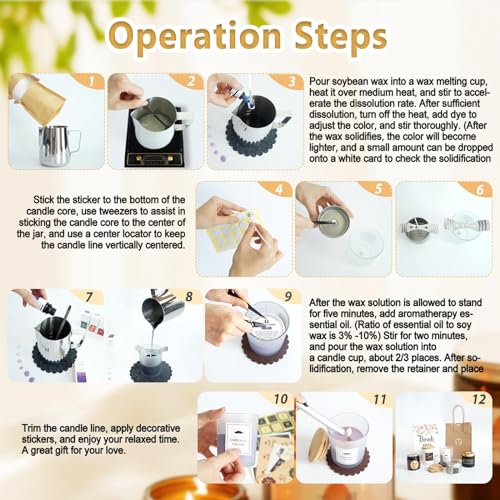 DOPXXBB Complete Candle Making Kit, DIY Candle Making Supplies for Adults, Include Soy Wax, Candle Cups & Tins Candle Wicks & Light Aroma Type DOPXXBB