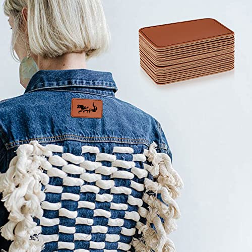 40 Pcs Leatherette Hat Patches with Adhesive, Blank Rectangle Faux Leather Patches for Custom Hats Clothes Bags DIY Crafts Fabric Repair Sew Laser ywchoshe
