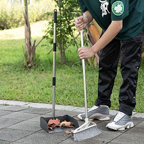 Yangbaga Dust Pans with Long Handle - 39” Heavy Duty Metal Upright Dustpan - Long Handled Stand Up Dustpans - Best Dustpans for Yangbaga