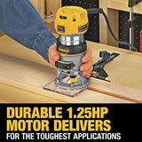 DEWALT Router, Fixed Base, 1-1/4 HP, 11-Amp, Variable Speed Trigger, Corded (DWP611),Yellow DEWALT