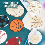 NBEADS 40 Pcs Sport Ball Theme Unfinished Wood Cutout, Unfinished Wood Pieces Wood Craft Blanks Laser Cut Wood Charms for DIY Crafts Decoration NBEADS