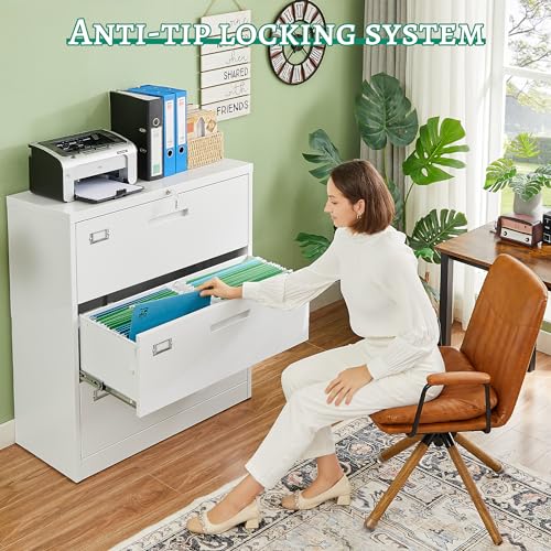 Letaya 3 Drawer File Cabinets with Lock,Metal Lateral Filing Cabinets for Home Office Organization Hanging Storage Letter/Legal/F4/A4(Assembly Letaya