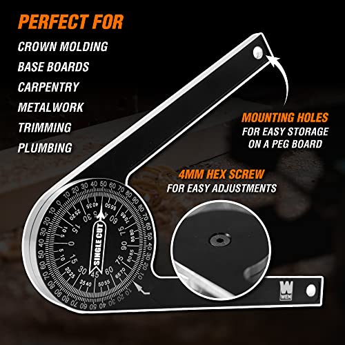 WEN ME175P 7.25-Inch Aluminum Alloy Miter Saw Protractor with Laser-Engraved Scales - WoodArtSupply