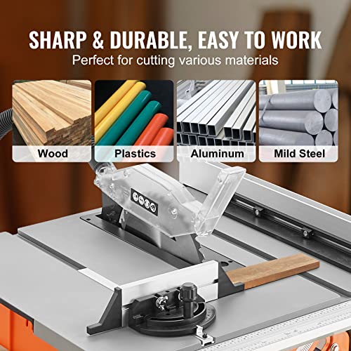 VEVOR Table Saw with Stand, 10-inch 15-Amp, 25-in Max Rip Capacity, Cutting Speed up to 5000RPM, 40T Blade, Portable Compact Jobsite Tablesaw with VEVOR