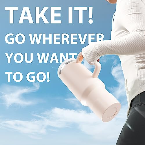 KISSKIND 40 oz tumbler with handle Travel Mug Straw Covers Cup with Lid Insulated Quencher Stainless Steel Water Iced Tea Coffee Gift ROSE… KISSKIND