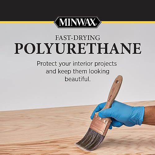 Minwax Super Fast Drying Polyurethane Protective Wood Finish, 350 VOC, Clear Satin, Gallon Minwax