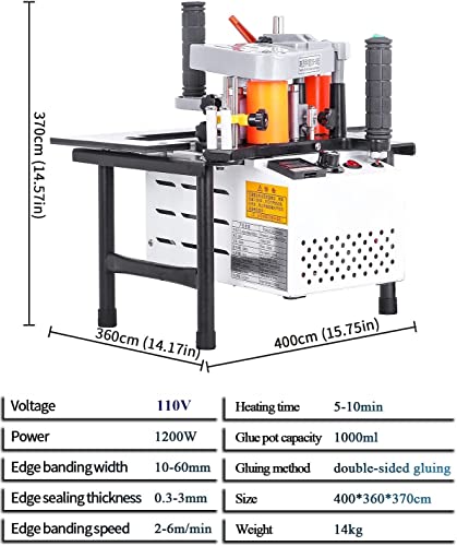 MSfullsea Woodworking Edge Bander Banding Machine Portable Edge Bander Curve Straight Edge Banding Machine Adjustable Speed 5-10m/min 110V Msfullsea
