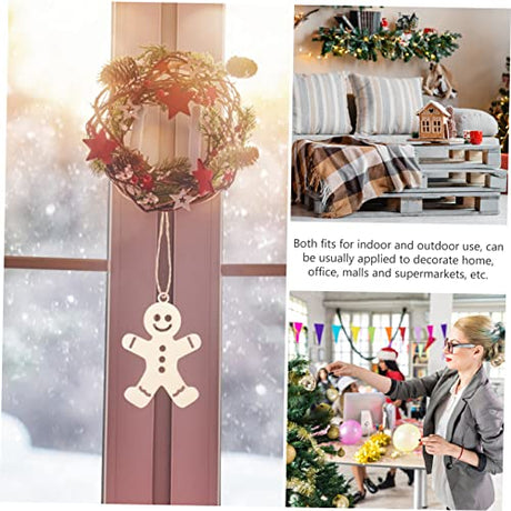 NOLITOY 300 Pcs Wooden Gingerbread Man Hanging Ornament Gingerbread Craft Christmas Gingerbread Ornament Unfinished Wood Shapes Gingerbread Man NOLITOY