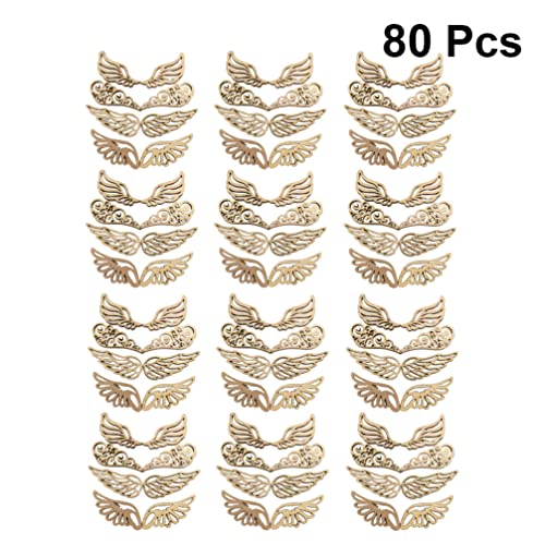 Abaodam 80pcs Angel Wing Unfinished Wooden Cutout DIY Craft Accessories for Birthday Wedding Home Decoration