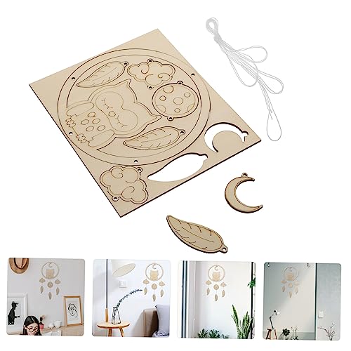 DECHOUS 2 Pcs Wind Chime Ornament Baby Nursery Wood Cutout Wood Dream Catcher Dream Catcher Making Kit Baby Nursery Wood Hanging Dream Catchers DECHOUS